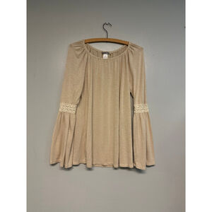 New Directions Weekend Long Sleeve blouse Beige and Lace women’s medium tunic